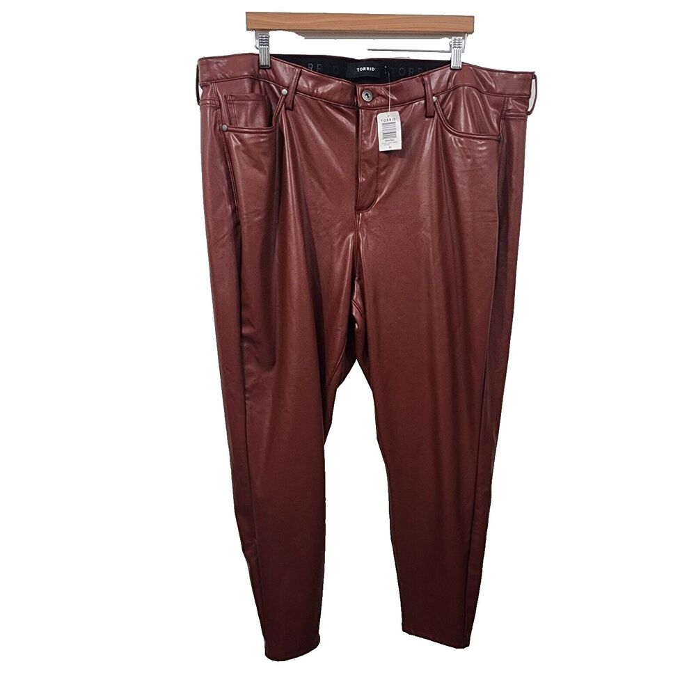 Torrid Perfect Skinny Faux Leather Mid Rise Pant NWT Root Beer Plus Size 24R